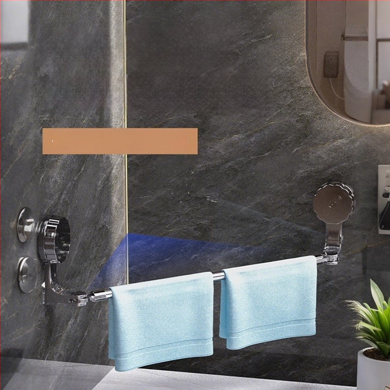 Suport pentru prosoape cu ventuză, fără găuri, extensibil pentru baie, din plastic