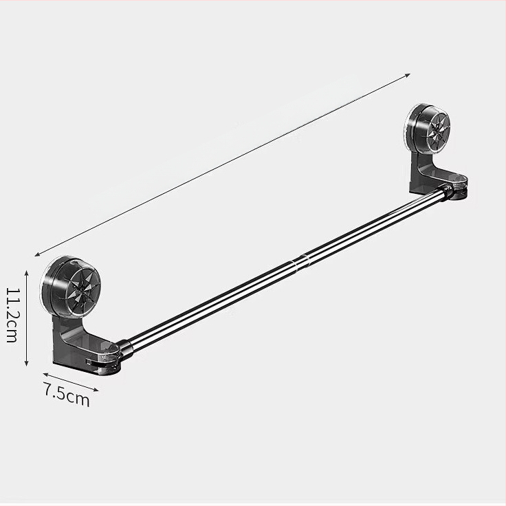 Bară de prosoape din plastic cu ventuză, pentru baie, extensibilă, fără montaj, ambalare individuală