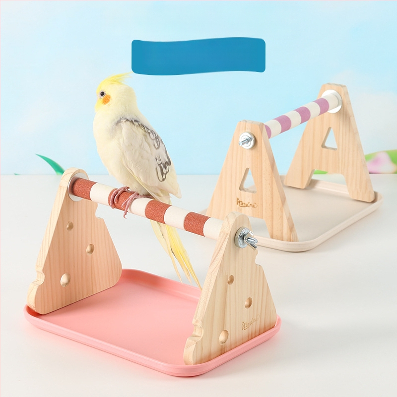Suport papagal din lemn de pin – birou, potrivit pentru papagali mici și mijlociți, tavă ușor de curățat