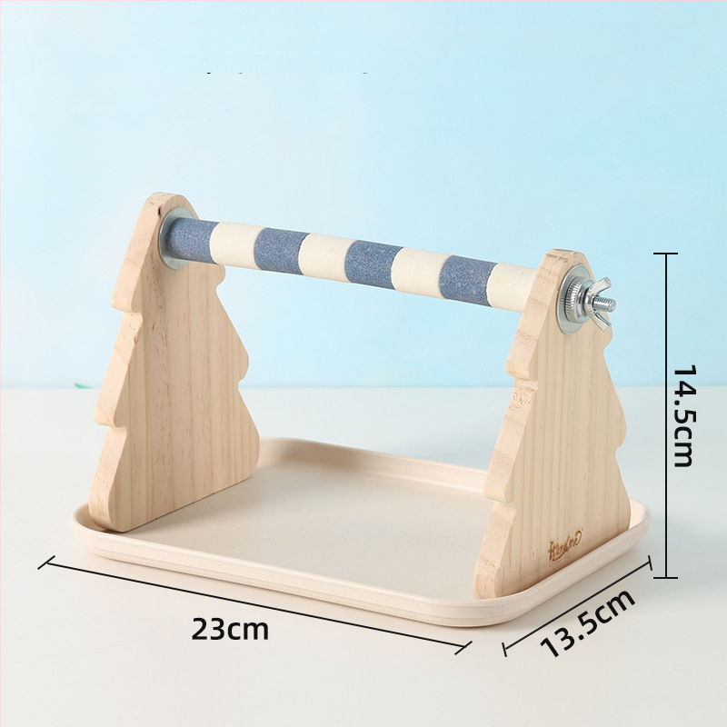 Suport papagal din lemn de pin – birou, potrivit pentru papagali mici și mijlociți, tavă ușor de curățat