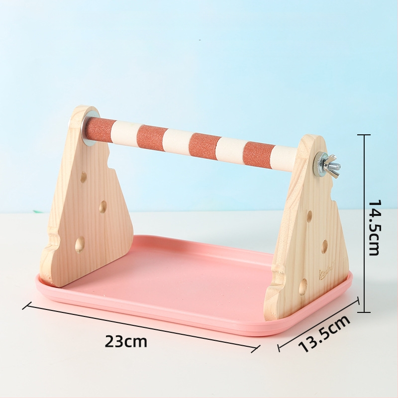 Suport papagal din lemn de pin – birou, potrivit pentru papagali mici și mijlociți, tavă ușor de curățat