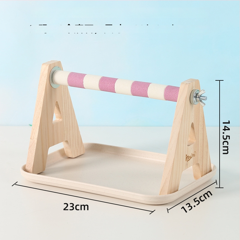 Suport papagal din lemn de pin – birou, potrivit pentru papagali mici și mijlociți, tavă ușor de curățat