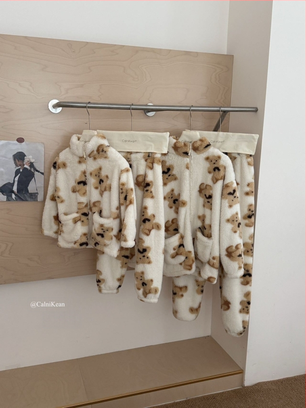 Obiteljski set pidžama za žene – zima, koralni fleece, debeli flanel
