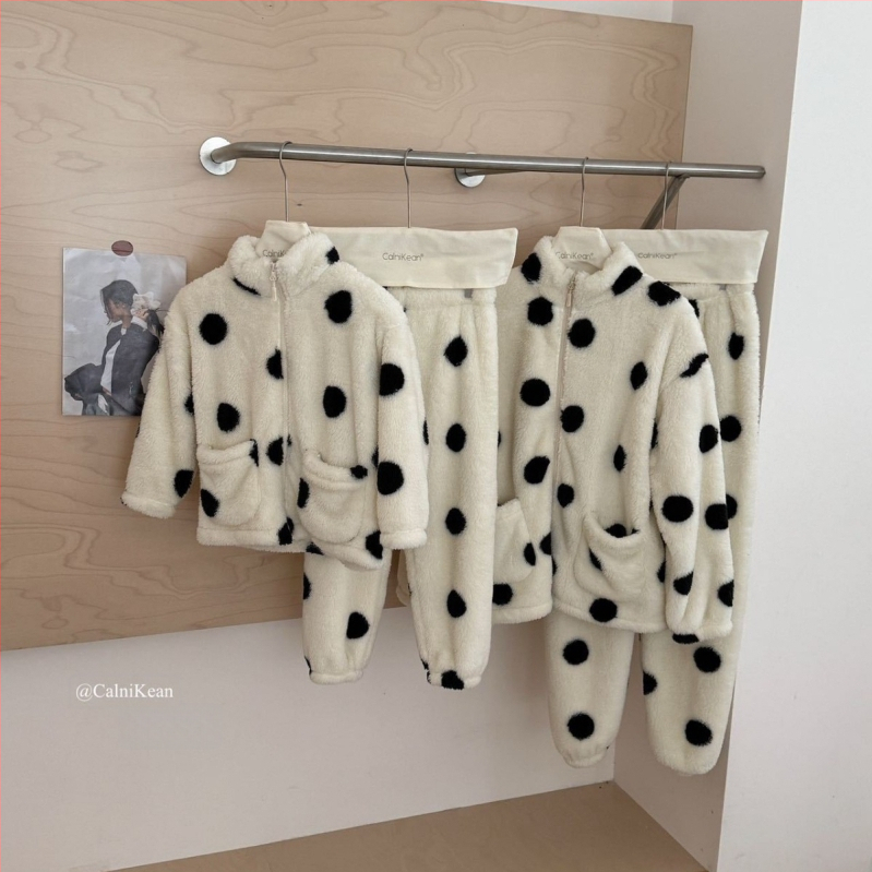 Obiteljski set pidžama za žene – zima, koralni fleece, debeli flanel