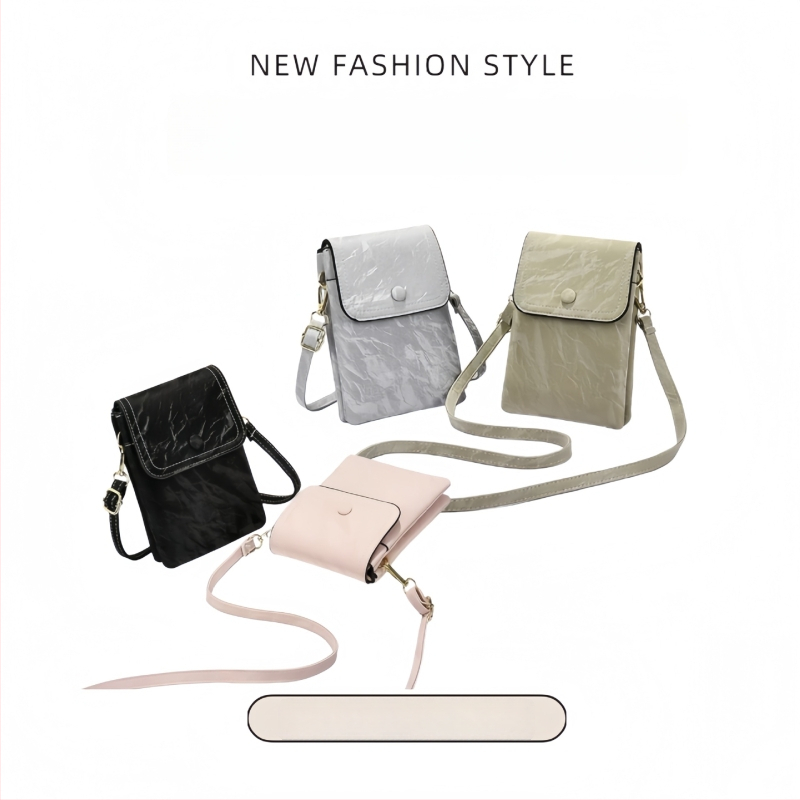 Ženska mini crossbody torbica za telefon, vertikalni dizajn, boje karamele