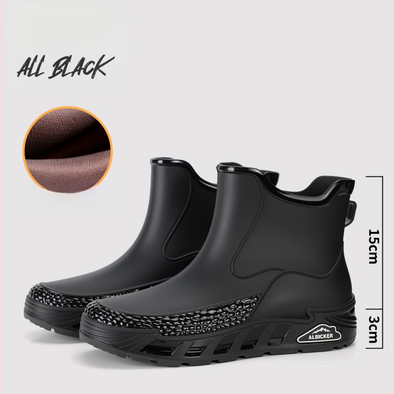 Uniszex PVC esőcsizmák, vízálló és csúszásmentes, alacsony szárú, slip-on