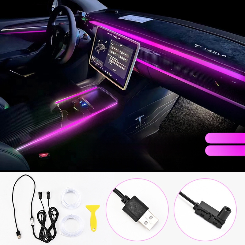 USB LED ambijentalno osvjetljenje unutarnjeg automobila – višebojno osvjetljenje za instrument ploču i središnju konzolu