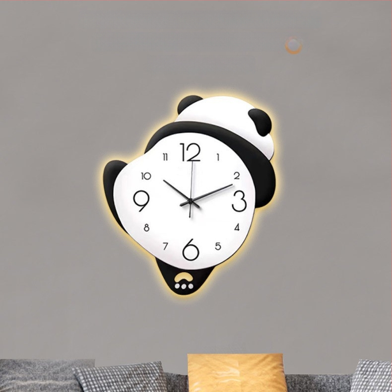 Panda cartoon ρολόι τοίχου - Λειτουργεί με μπαταρίες, μονόπλευρο καντράν, Υλικό καντράν: πυκνή πλάκα + ακρυλικό, Διαθέσιμη εκτύπωση λογότυπου