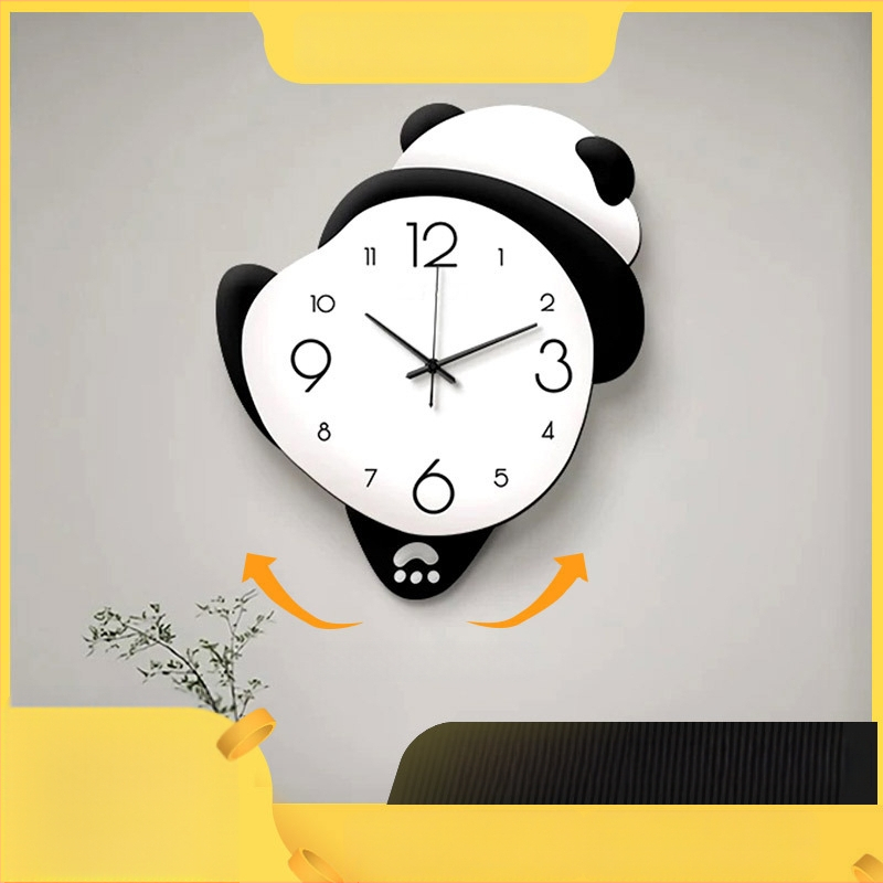 Panda cartoon ρολόι τοίχου - Λειτουργεί με μπαταρίες, μονόπλευρο καντράν, Υλικό καντράν: πυκνή πλάκα + ακρυλικό, Διαθέσιμη εκτύπωση λογότυπου