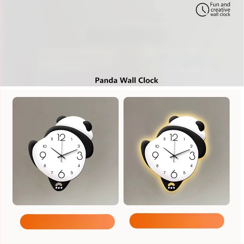 Panda cartoon ρολόι τοίχου - Λειτουργεί με μπαταρίες, μονόπλευρο καντράν, Υλικό καντράν: πυκνή πλάκα + ακρυλικό, Διαθέσιμη εκτύπωση λογότυπου