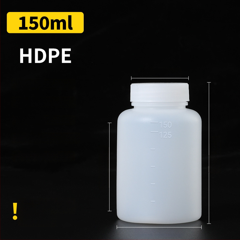 Sticlă din plastic PE cu gură largă, capac intern și capac exterior, pentru ambalare de mostre