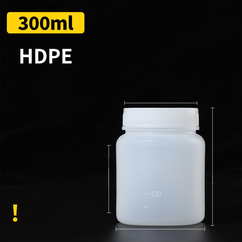 Sticlă din plastic PE cu gură largă, capac intern și capac exterior, pentru ambalare de mostre