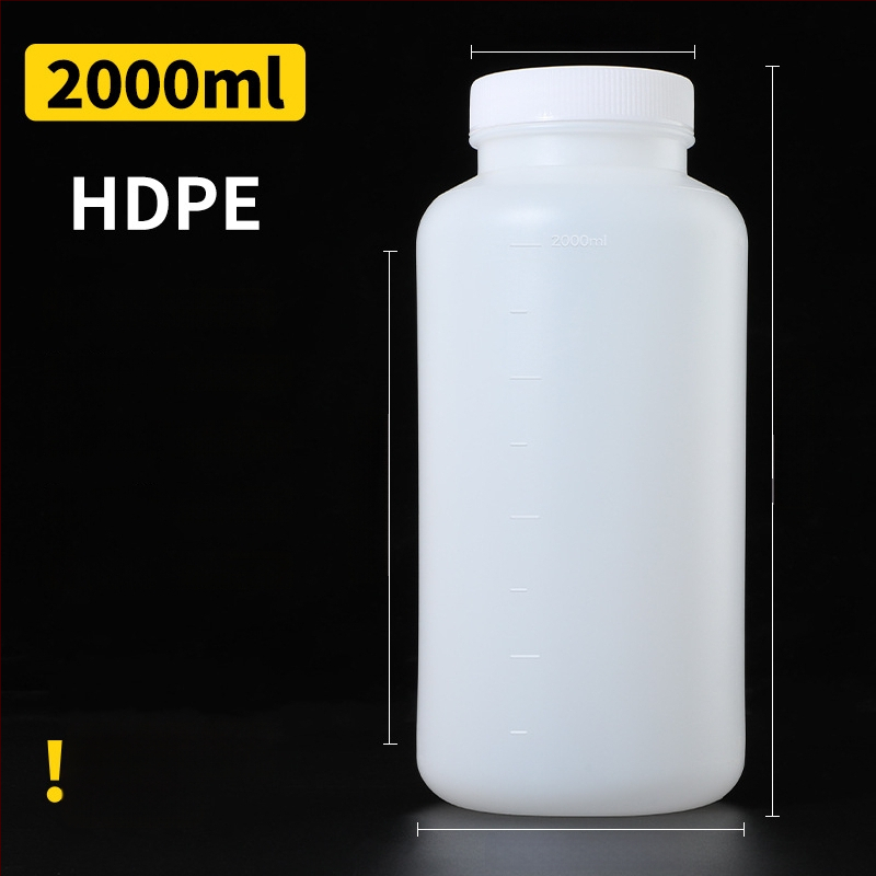 Sticlă din plastic PE cu gură largă, capac intern și capac exterior, pentru ambalare de mostre