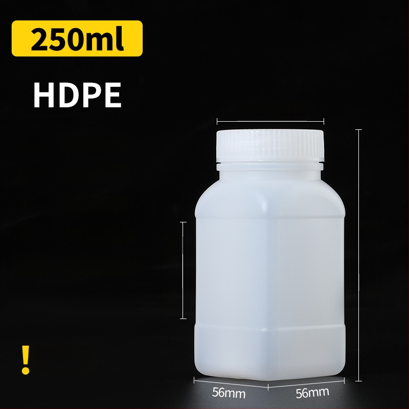 Sticlă din plastic PE cu gură largă, capac intern și capac exterior, pentru ambalare de mostre