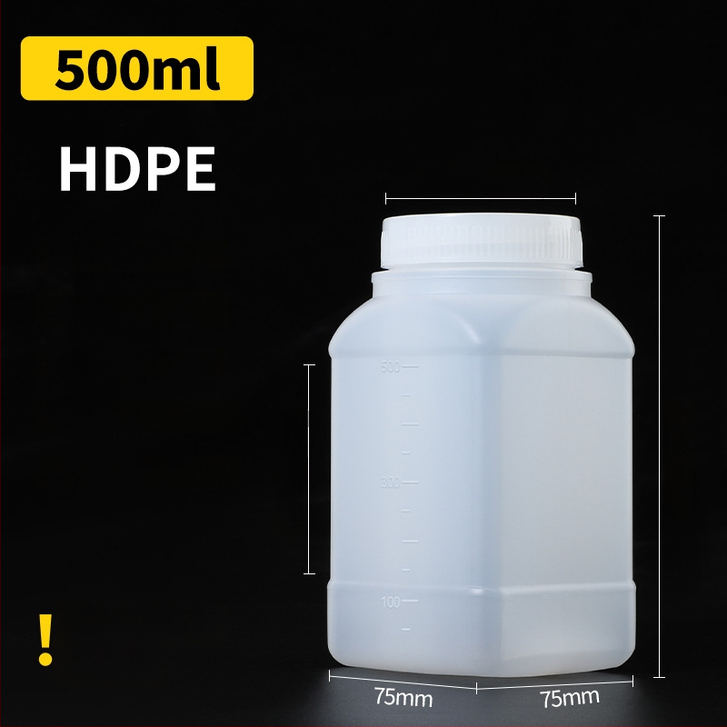 Sticlă din plastic PE cu gură largă, capac intern și capac exterior, pentru ambalare de mostre