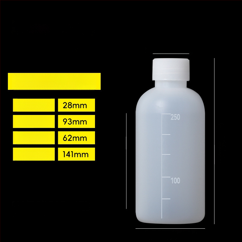 Sticlă din plastic PE cu gură largă, capac intern și capac exterior, pentru ambalare de mostre