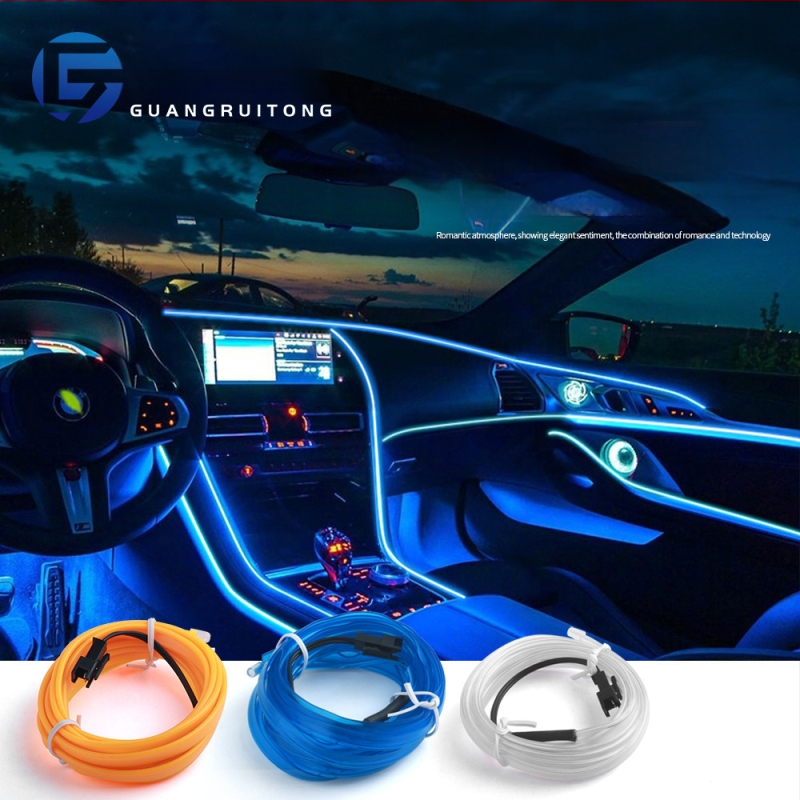 Guangruitong LED automobilska ambijentalna rasvjeta - 2 m hladno bijela traka za ploču instrumenta, dekorativno unutarnje osvjetljenje, glasovno upravljanje, upaljač