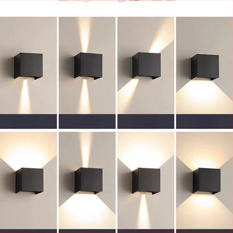 LED zidna svjetiljka, kvadratnog oblika, minimalističkog modernog stila, podesiva svjetla gore-dolje, vodootporna za vanjsku uporabu, pogodna za dnevni boravak i spavaću sobu