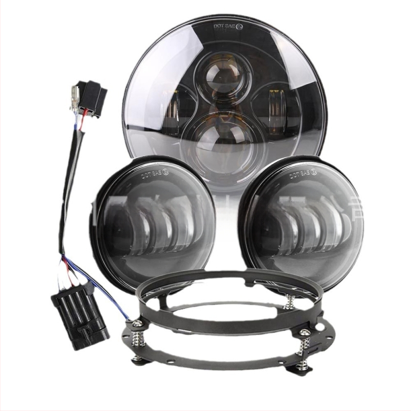 Set LED farova za Harley‑Davidson Road King: 7-inčni LED glavni far i 4,5-inčni magleni far s nosačima
