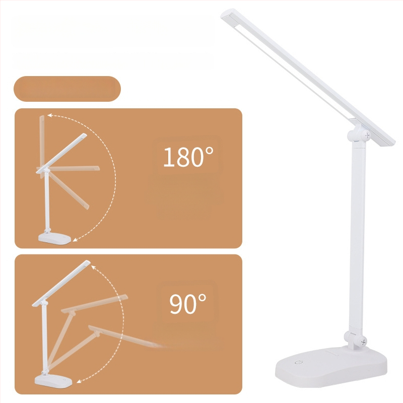 Sklopiva stolna lampa s USB punjenjem i napajanjem, regulacija jačine svjetla i temperature boje, pogodna za učenje i čitanje, studentski dom, spavaća soba i noćni ormarić