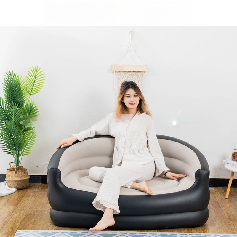 Φουσκωτός καναπές PVC με βελούδινη επιφάνεια για 2 άτομα, κατάλληλος για εσωτερική/εξωτερική χρήση, πτυσσόμενος, πλήρωση με αντλία αέρα, μοντέλο Srsf