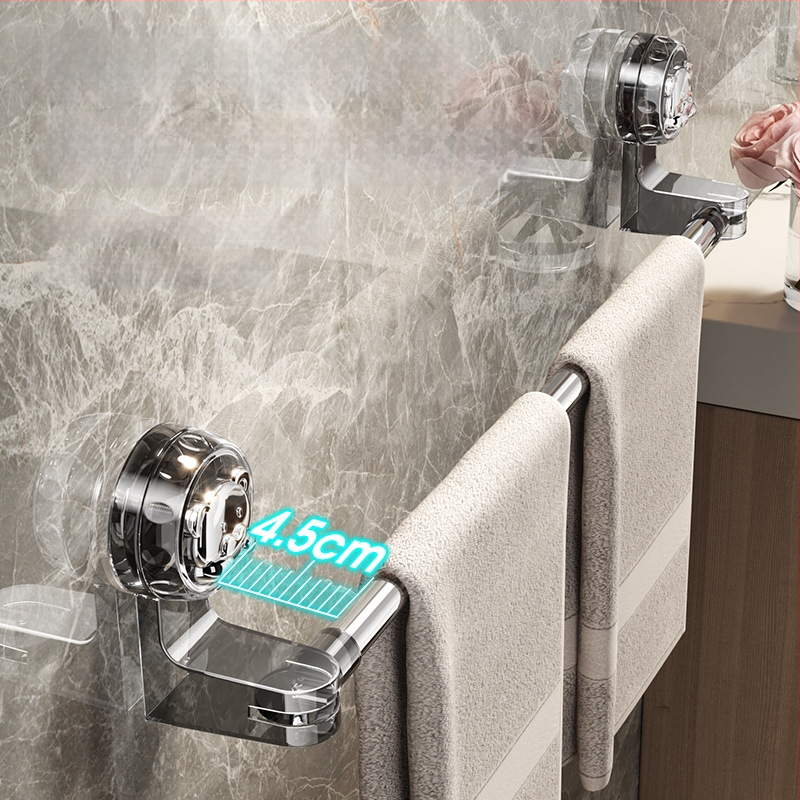 Suport retractabil pentru prosoape din oțel inoxidabil, cu ventuză, rotativ, fără găuri, pentru baie