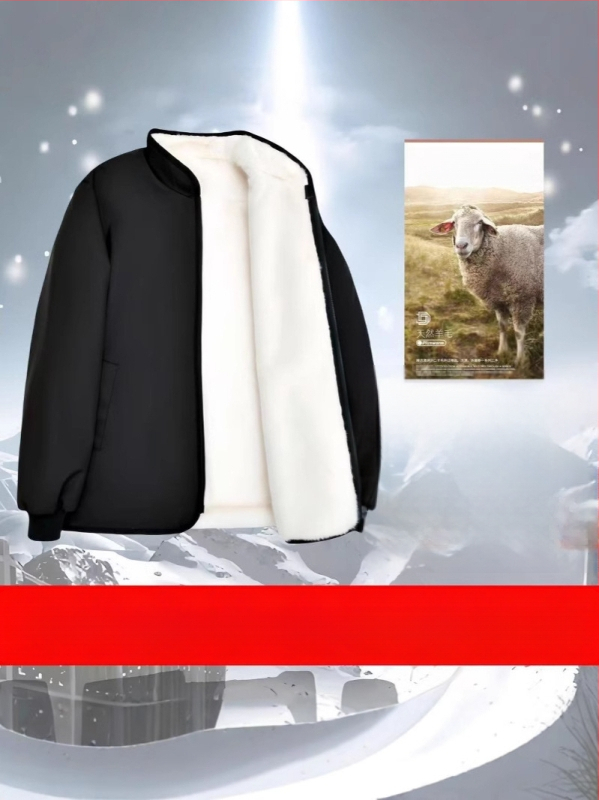 Muški zimski kaput od krzna sa shearling podstavom i unutarnjom vunenom podstavom, debeli izolacijski kaput