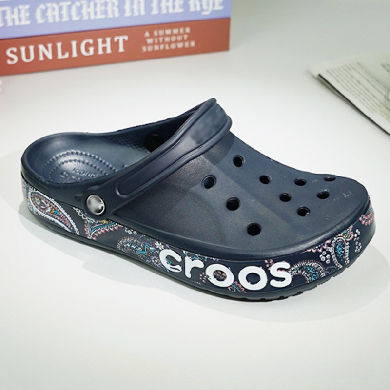 Festett mintás szandál, EVA felsőrész és talp, Baotou toe, 2 cm sarok, csatolás – strand stílus minden szezonban