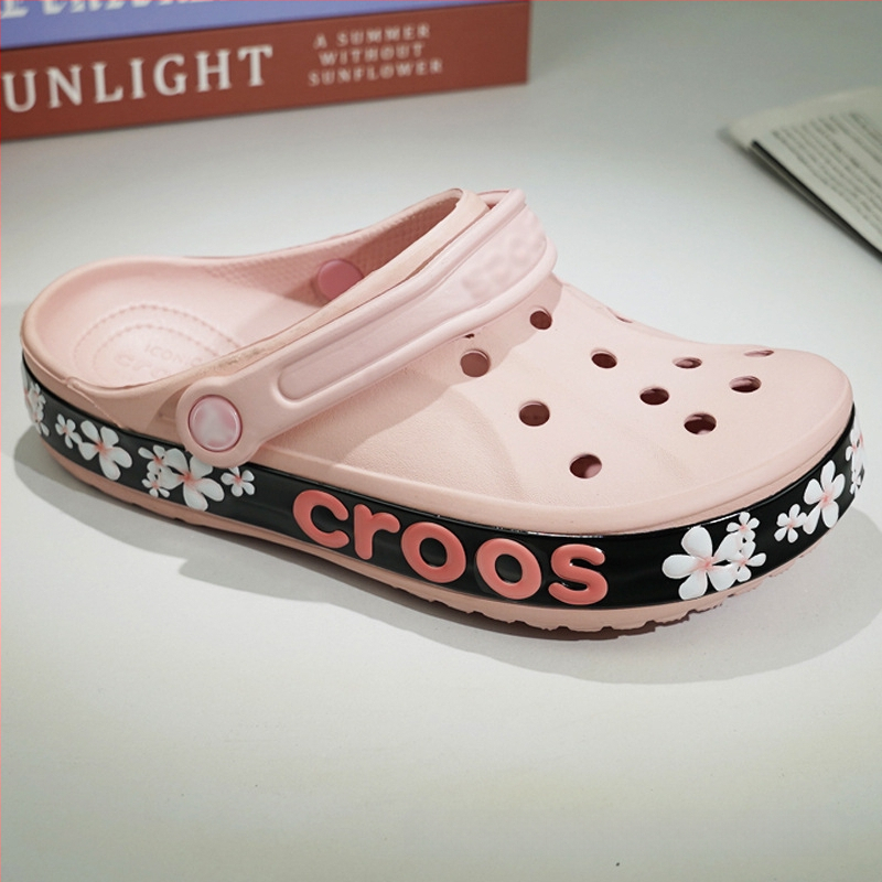 Festett mintás szandál, EVA felsőrész és talp, Baotou toe, 2 cm sarok, csatolás – strand stílus minden szezonban