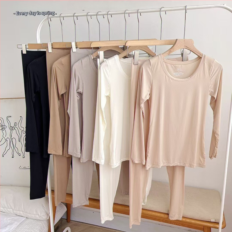 Maple Joy 7789-1 Tanak osnovni sloj od ledeno-svilene tkanine, unisex komplet gornji dio i hlače, bezšavne unutarnje odjeće za jesen