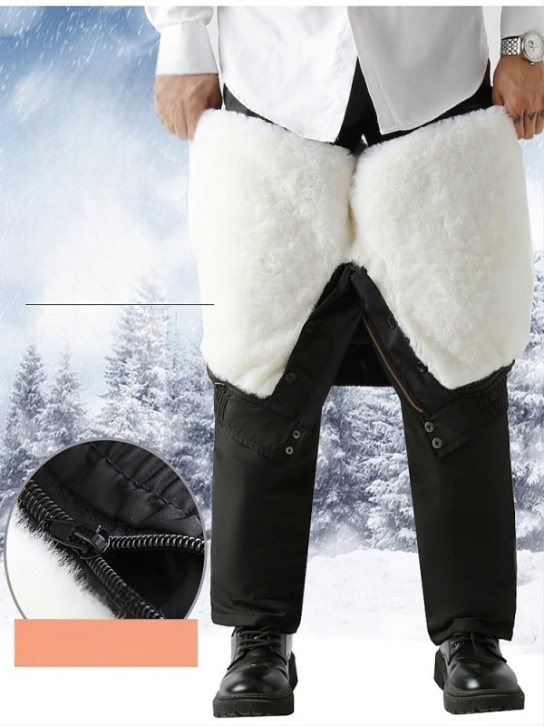Unisex hlače od ovčje kože s kožušnom, visokim strukom, debeli zimski model