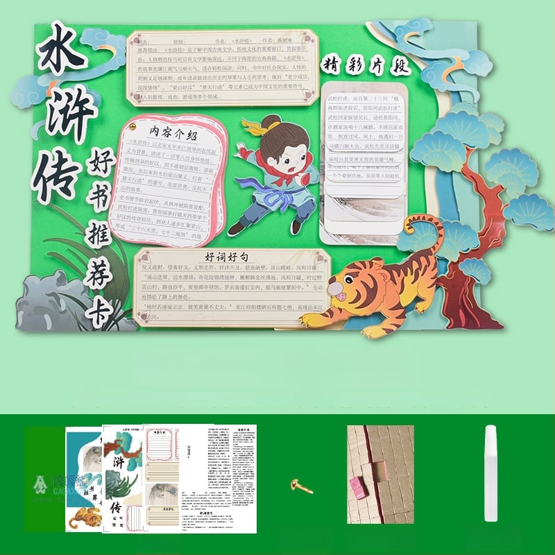 Карта за препоръка на книги - полуготов шаблон за рисуване, ръчно изработено, четири известни образователни илюстровани книги