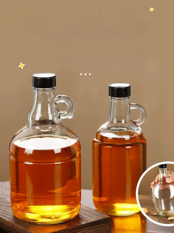 Стъклена бутилка за масло със запечатващ капак, хранителен клас, за сусамово масло и чайно масло, автоматично отваряне и затваряне