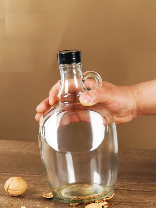 Стъклена бутилка за масло със запечатващ капак, хранителен клас, за сусамово масло и чайно масло, автоматично отваряне и затваряне