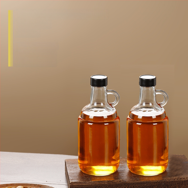 Стъклена бутилка за масло със запечатващ капак, хранителен клас, за сусамово масло и чайно масло, автоматично отваряне и затваряне