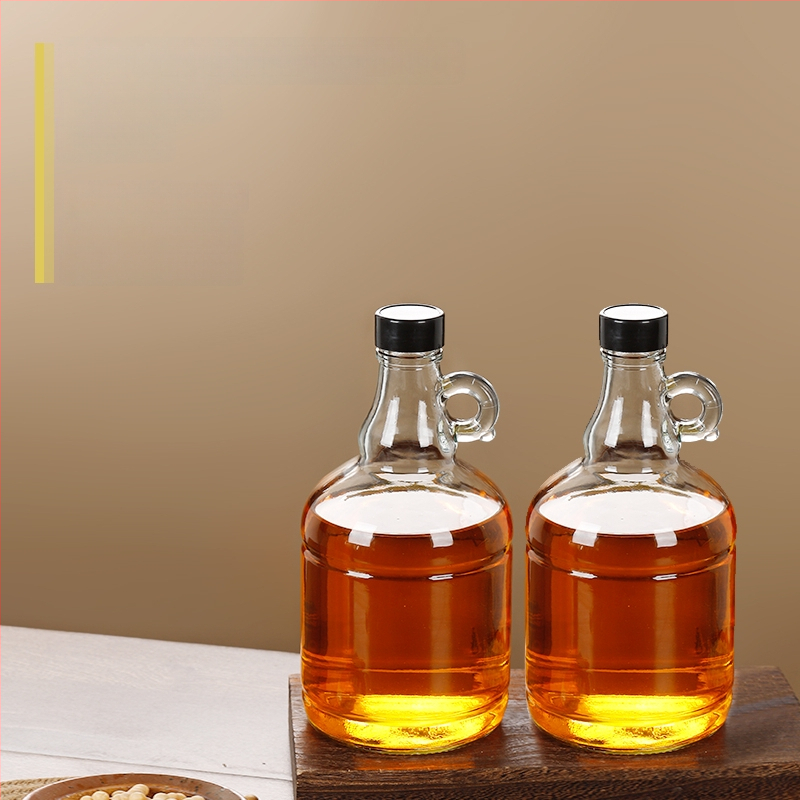 Стъклена бутилка за масло със запечатващ капак, хранителен клас, за сусамово масло и чайно масло, автоматично отваряне и затваряне