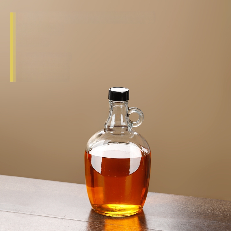 Стъклена бутилка за масло със запечатващ капак, хранителен клас, за сусамово масло и чайно масло, автоматично отваряне и затваряне