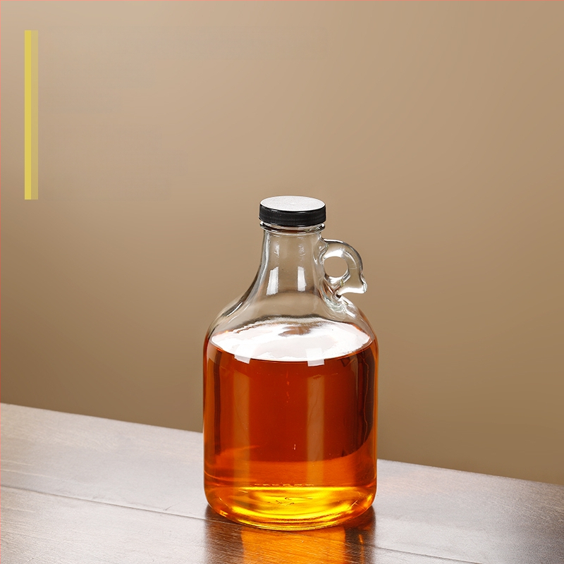 Стъклена бутилка за масло със запечатващ капак, хранителен клас, за сусамово масло и чайно масло, автоматично отваряне и затваряне