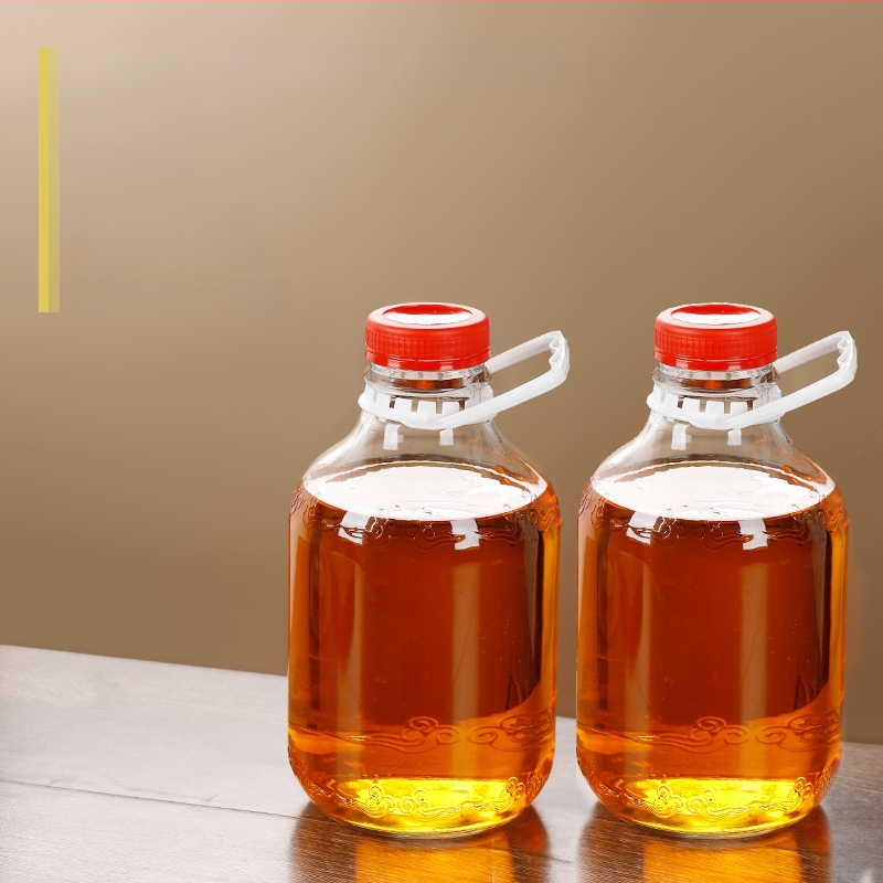 Стъклена бутилка за масло със запечатващ капак, хранителен клас, за сусамово масло и чайно масло, автоматично отваряне и затваряне