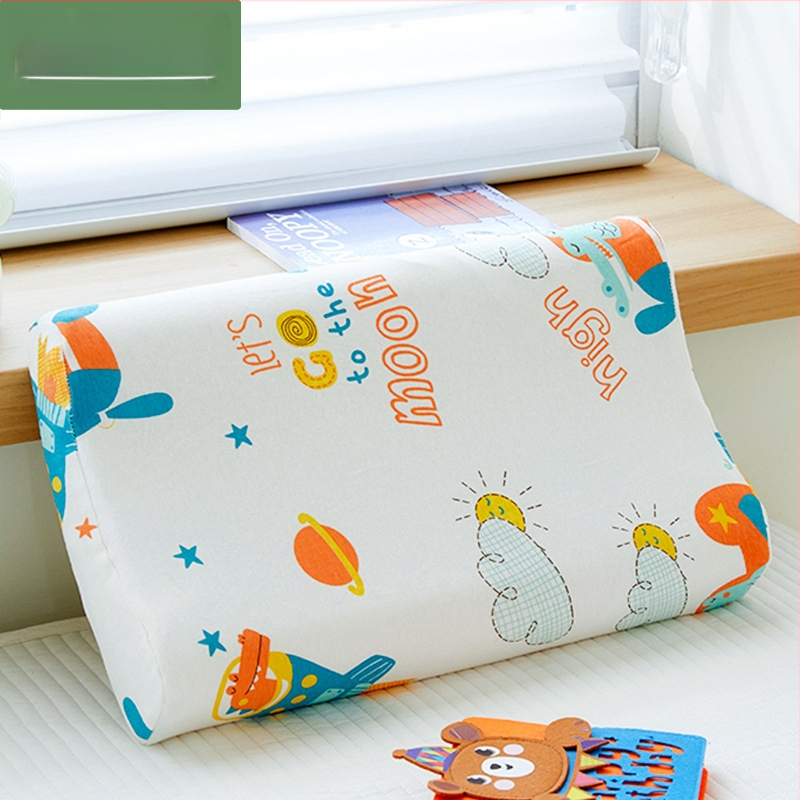 Детска латексова възглавница с вълнообразна форма, естествен латекс >90%, плетена основна тъкан; подходяща за деца от 1 до 12 години