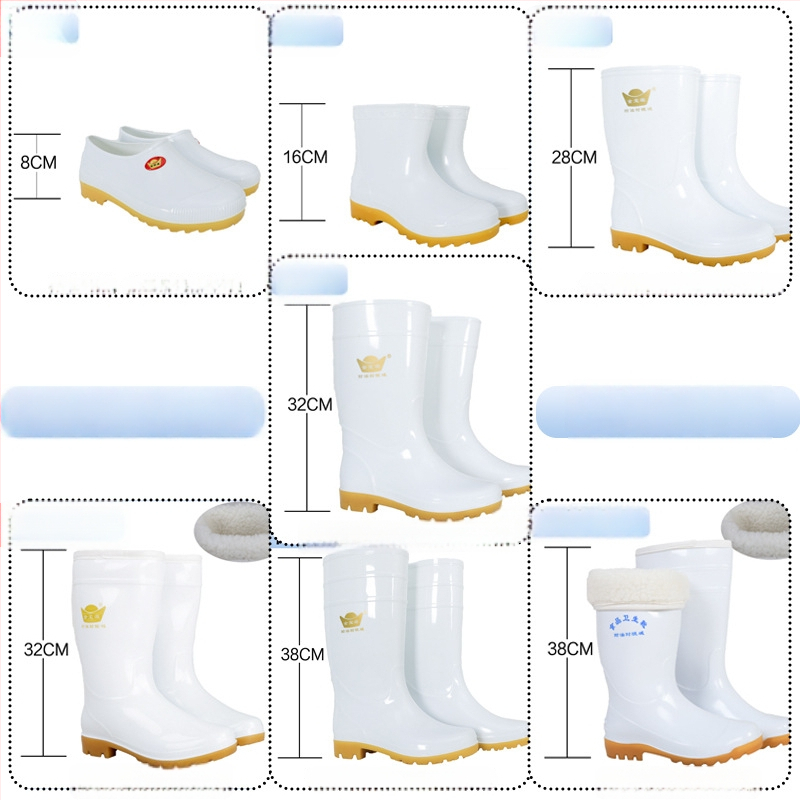 Uniszex élelmiszer-ipari esőcsizma, magas szárú PVC felsőrésszel, gumírozott talppal, olaj- és csúszásálló, egy darabból öntött talppal, minden évszakra