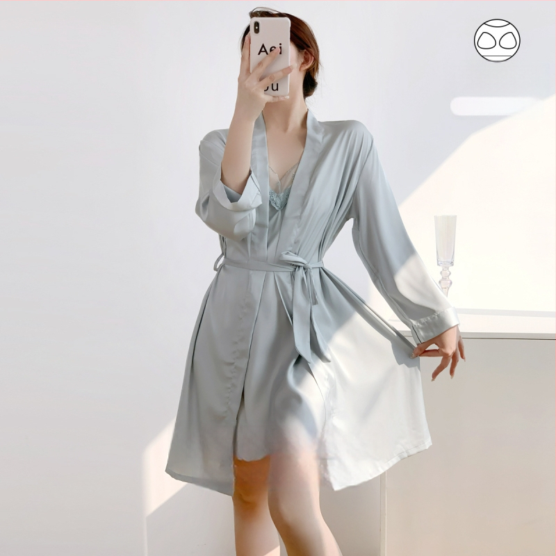 Cămașă de noapte din mătase de gheață pentru femei — cu bretele și căptușeală pentru bust, 90–95% poliester, Primăvara 2025