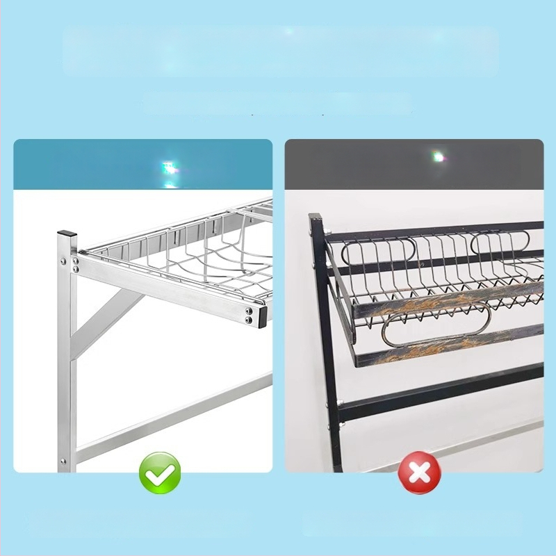 Стоманен кухненски рафт за съхранение, многоетажна поставка за мивка и сушене на съдове, държач за ножове, мултифункционално съхранение