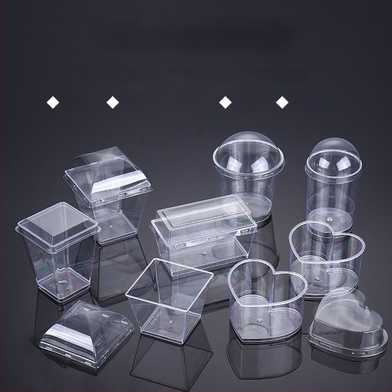 Μίας χρήσεως ποτήρι mousse, παχύτερο σχέδιο, δημιουργικό ποτήρι ζελέ για επιδόρπια, μοντέλο 7770, PS πλαστικό, με καπάκι, για συσκευασία τροφίμων