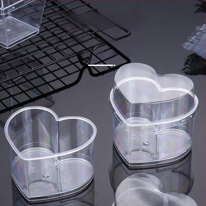 Μίας χρήσεως ποτήρι mousse, παχύτερο σχέδιο, δημιουργικό ποτήρι ζελέ για επιδόρπια, μοντέλο 7770, PS πλαστικό, με καπάκι, για συσκευασία τροφίμων