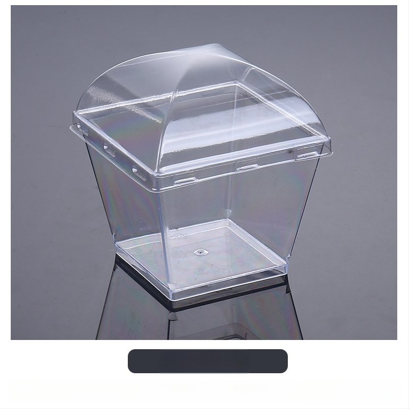 Μίας χρήσεως ποτήρι mousse, παχύτερο σχέδιο, δημιουργικό ποτήρι ζελέ για επιδόρπια, μοντέλο 7770, PS πλαστικό, με καπάκι, για συσκευασία τροφίμων