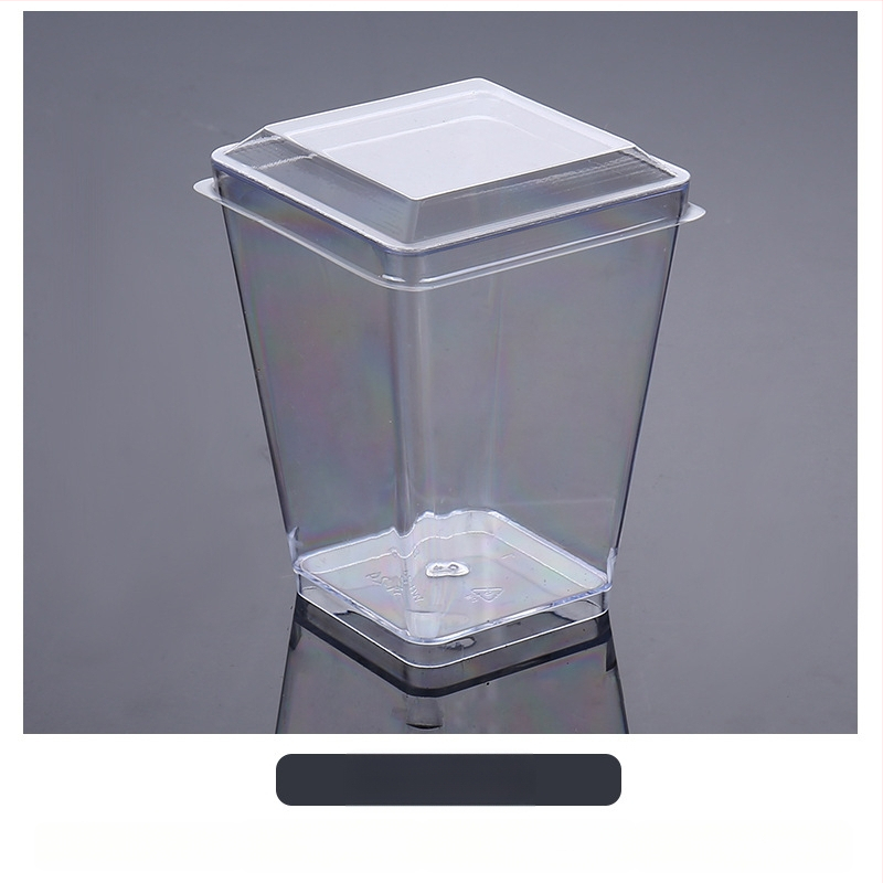 Μίας χρήσεως ποτήρι mousse, παχύτερο σχέδιο, δημιουργικό ποτήρι ζελέ για επιδόρπια, μοντέλο 7770, PS πλαστικό, με καπάκι, για συσκευασία τροφίμων