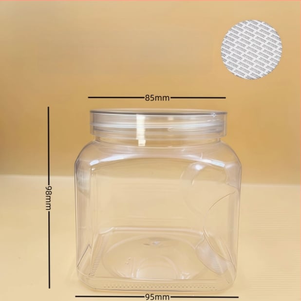 Recipient plastic pentru depozitare cu capac, PET, model 85×98, pentru nuci (fistic, caju)