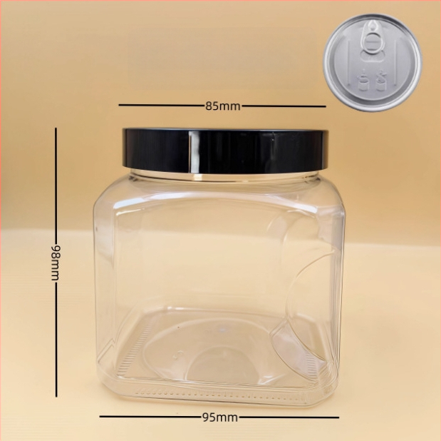 Recipient plastic pentru depozitare cu capac, PET, model 85×98, pentru nuci (fistic, caju)