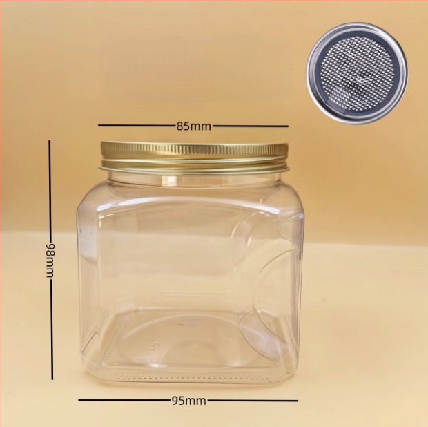 Recipient plastic pentru depozitare cu capac, PET, model 85×98, pentru nuci (fistic, caju)